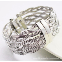 Fashion Design Stainless Steel Metal Twisted Wire Braided Bangles With Spring